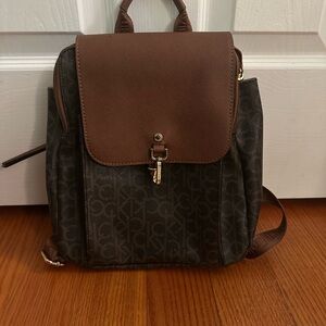 Calvin Klein Brown Leather Backpack